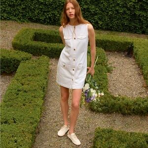 H&M Denim White Button-Down Mini Dress